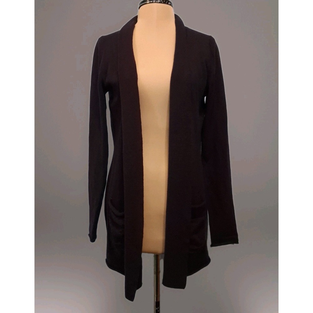 Tweeds Women's Cardigan Medium 100%  Merino Wool Sweater Deep‎ Purple Navy